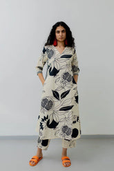 Women's Printed Knee Length Stylish Co-ords Set-HFXMA-K211-WHITE